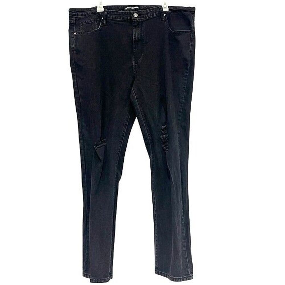Good Counsel Womens Black Distressed Straight Leg Jeans Size 46